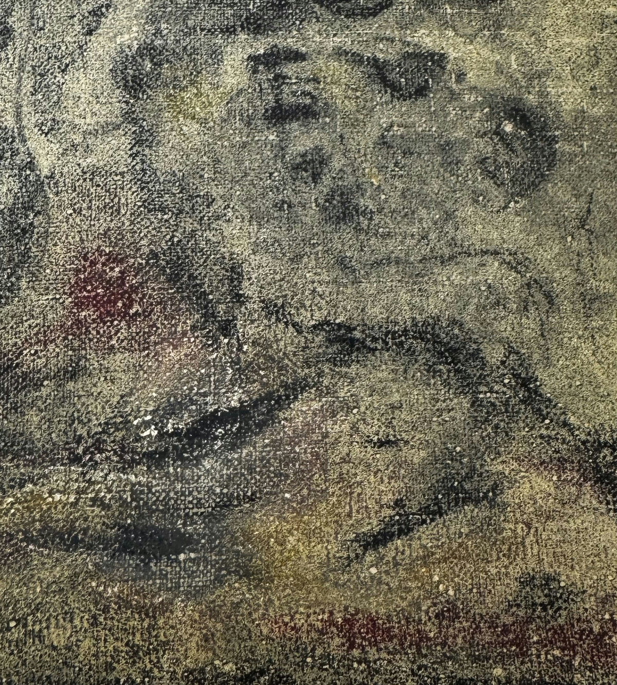 Original Mixed media 'Textured Face Portrait in Dark Tones' by Mohammad Bushnaq