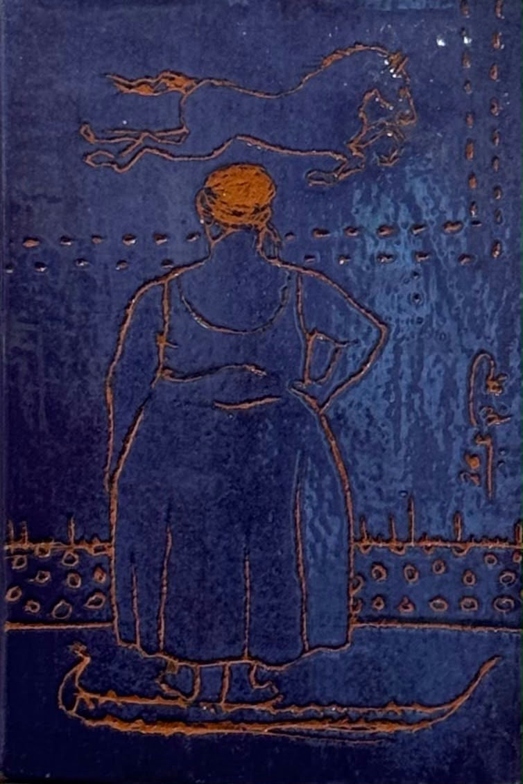Original Sculptures & Ceramics 'Woman Standing with Horse Above' by Ahmed Magdy
