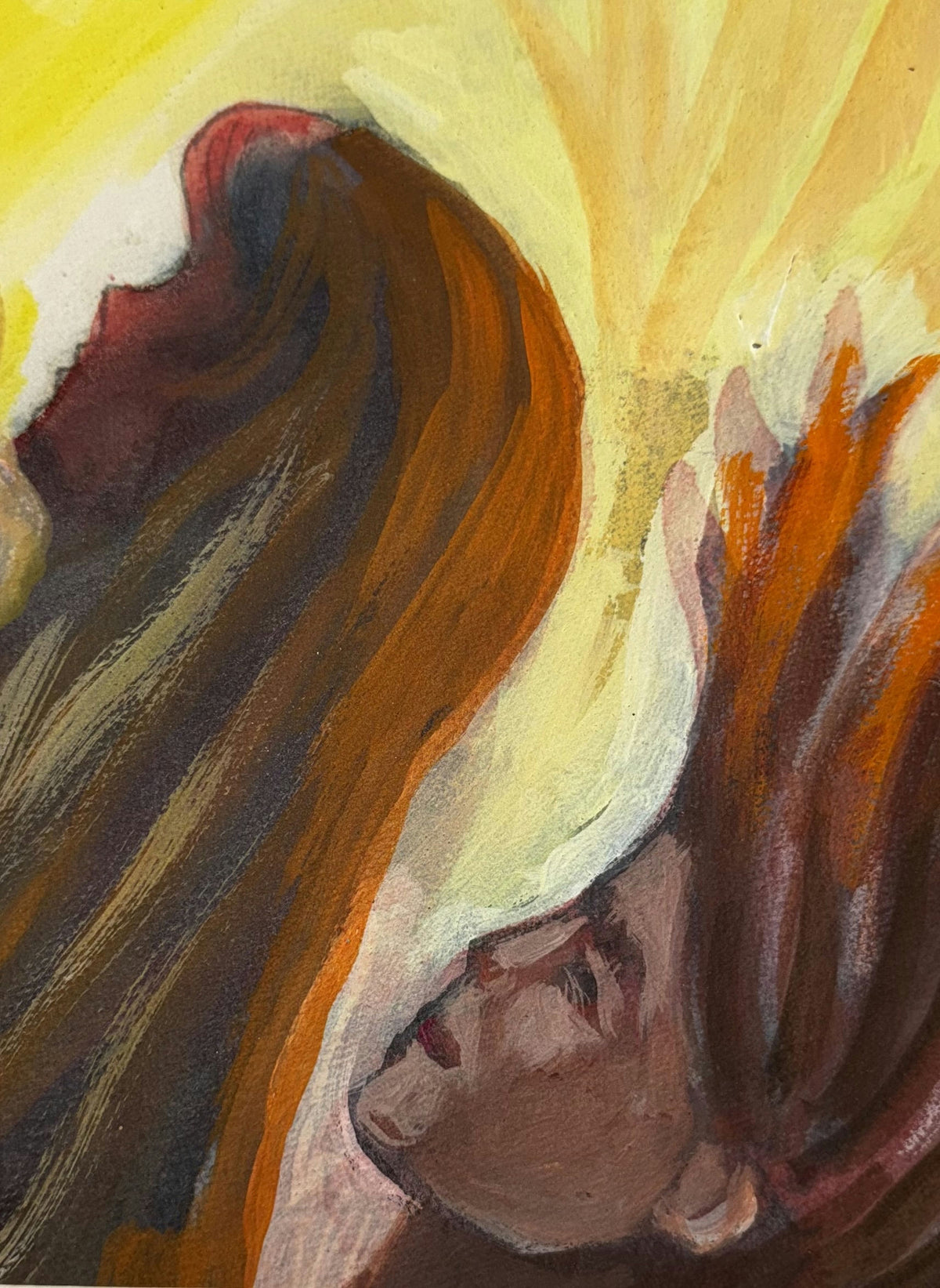 Original Mixed media 'Figure Looking Up Toward Radiant Light' by Mohammad Bushnaq