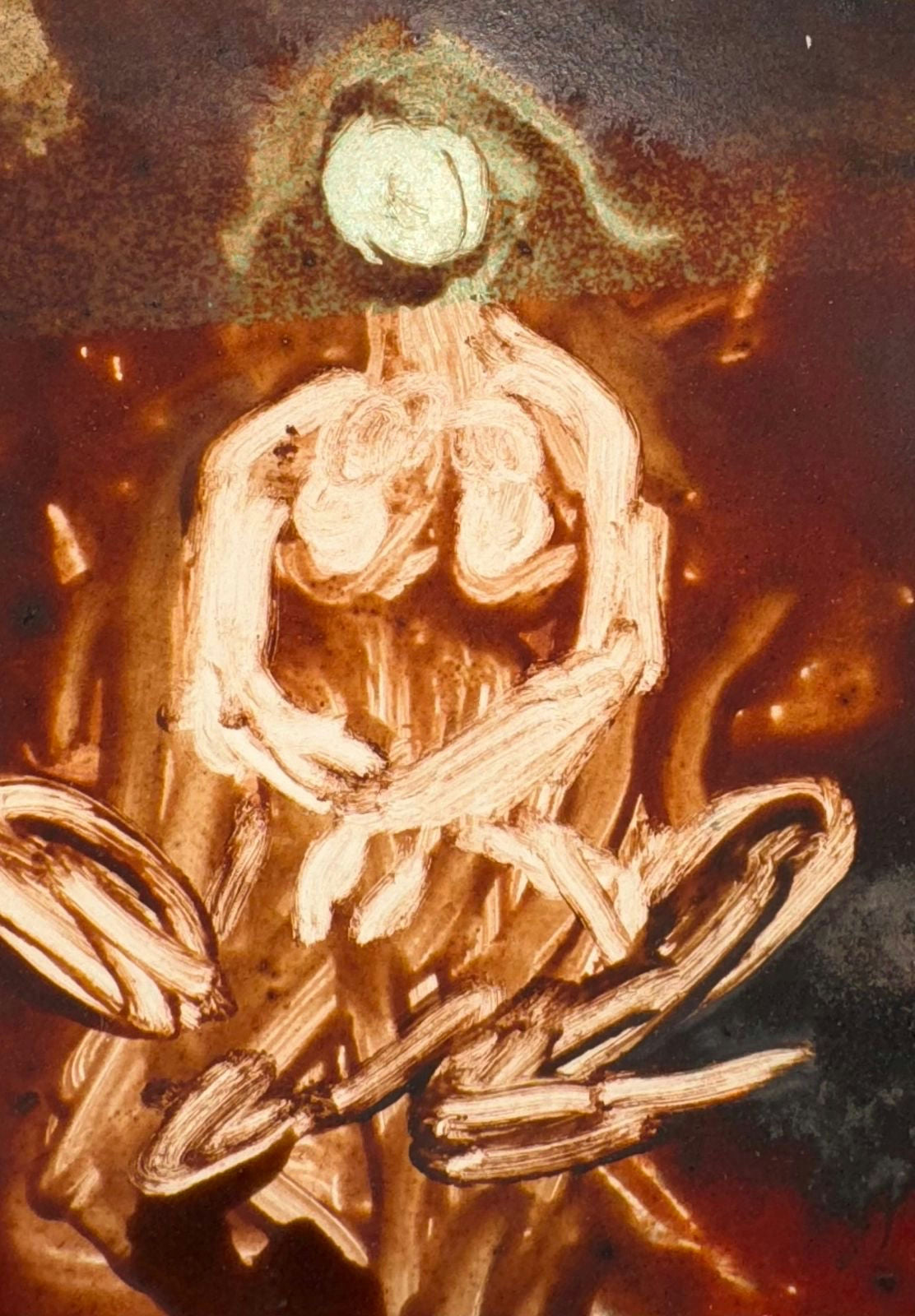 Original Mixed media 'Seated Female Figure with Chains' by Mohammad Bushnaq
