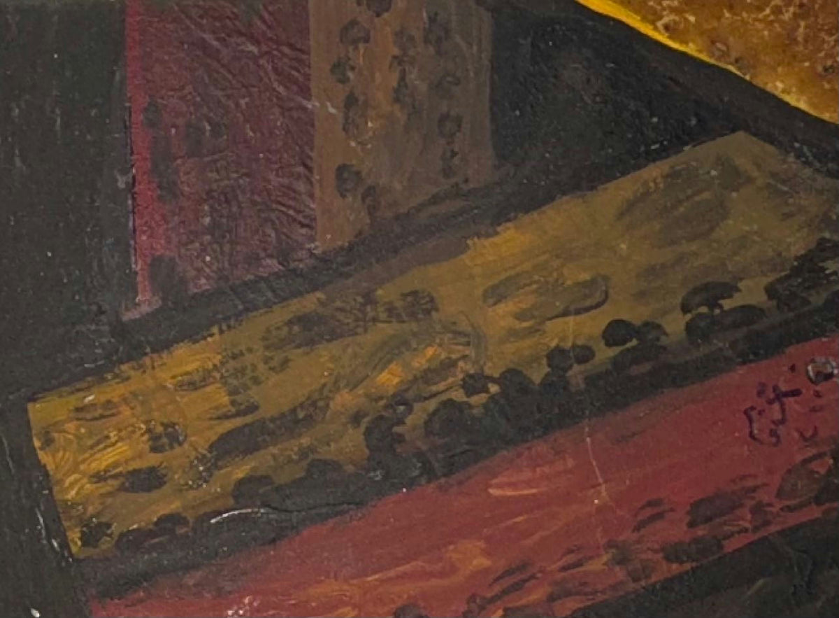 Original Mixed media 'Dark Urban Buildings Abstract Composition' by Mohammad Bushnaq