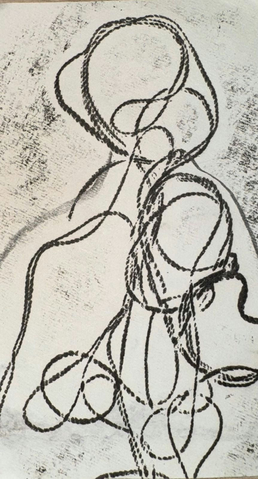 Original Mixed media 'Abstract Figure in Looping Lines' by Mohammad Bushnaq