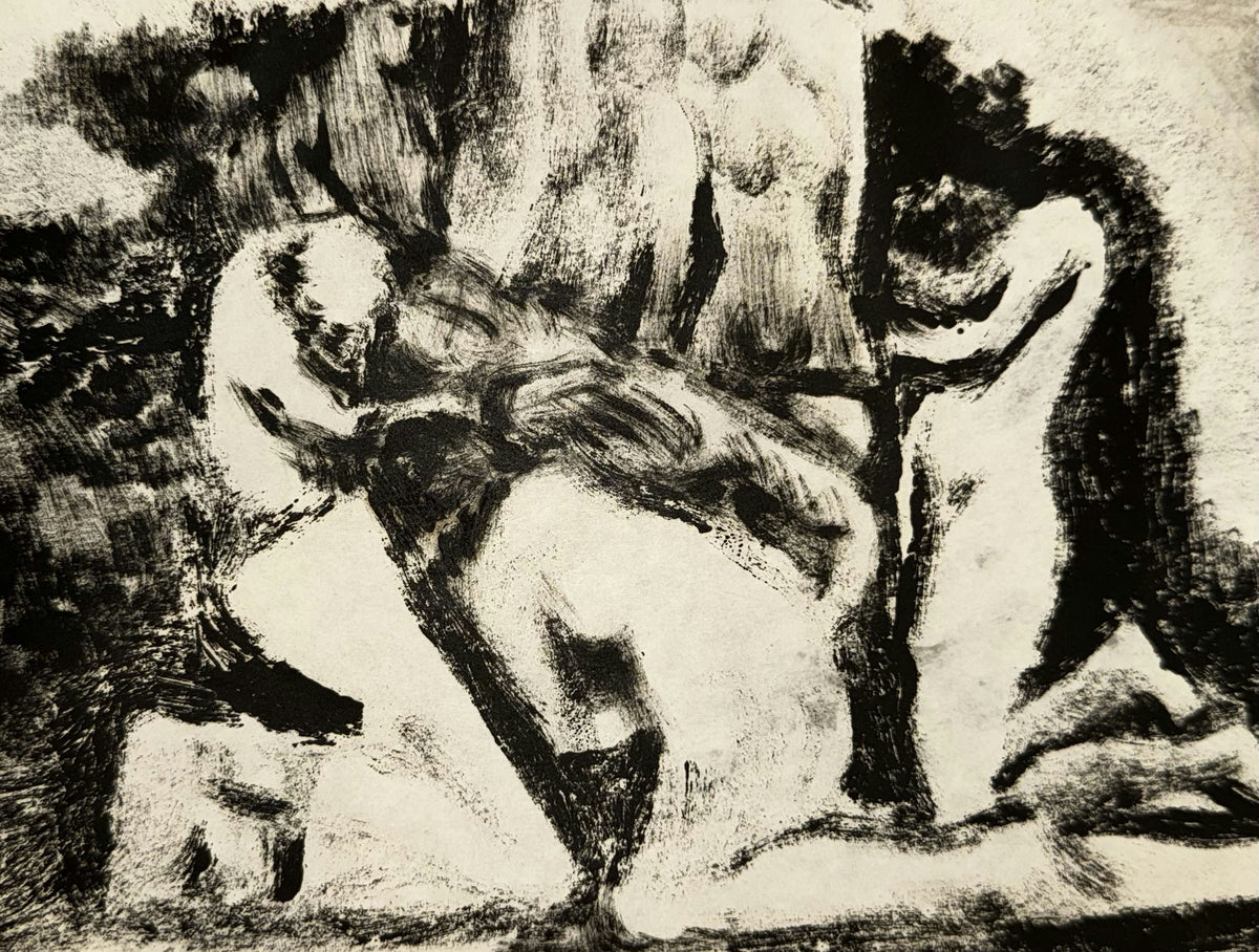 Original Mixed media 'Figures Among Trees in Black White' by Mohammad Bushnaq