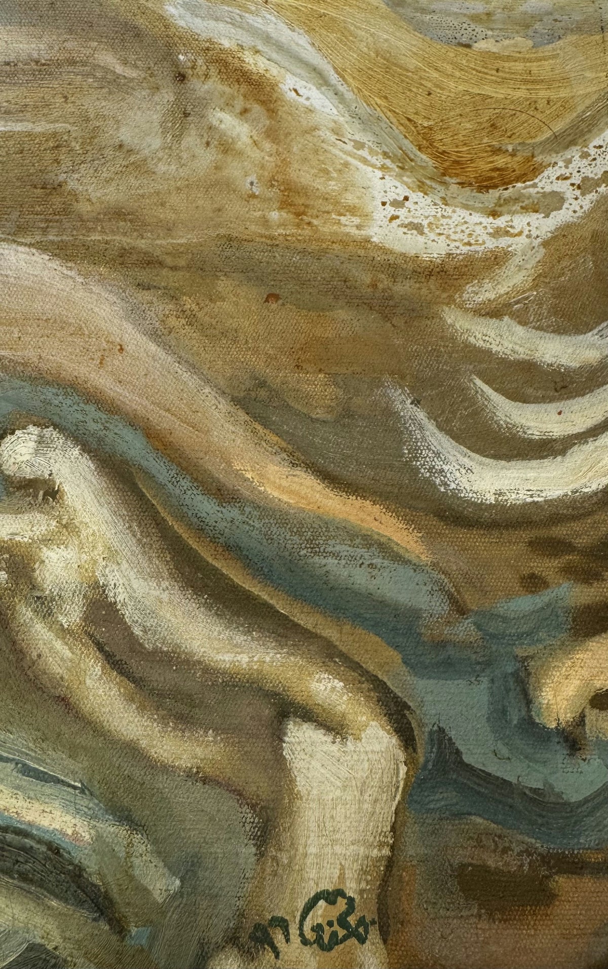 Original Mixed media 'Swirling Earth Tones Abstract Composition' by Mohammad Bushnaq