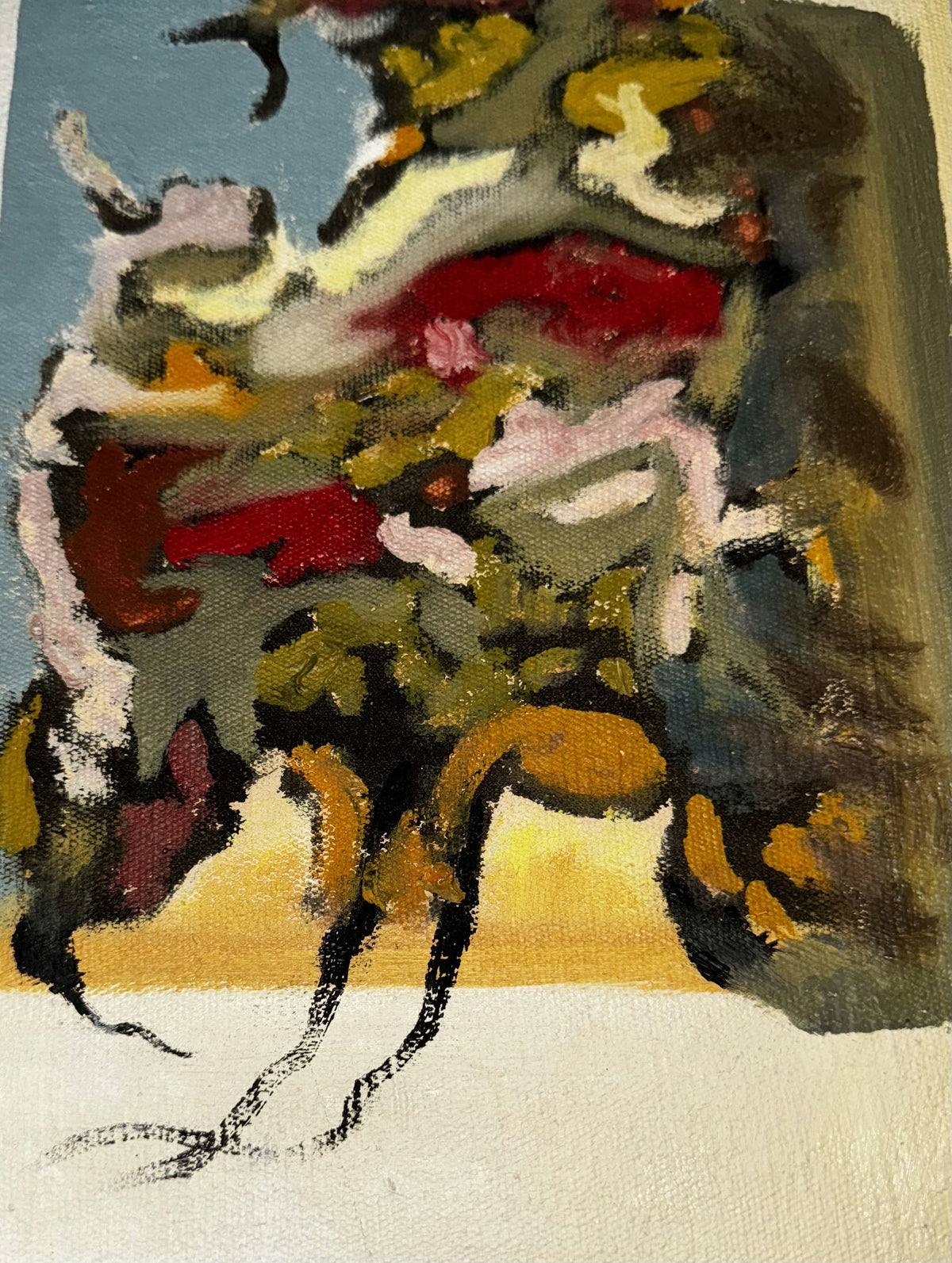 Original Mixed media 'Abstract Foliage in Green and Red' by Mohammad Bushnaq