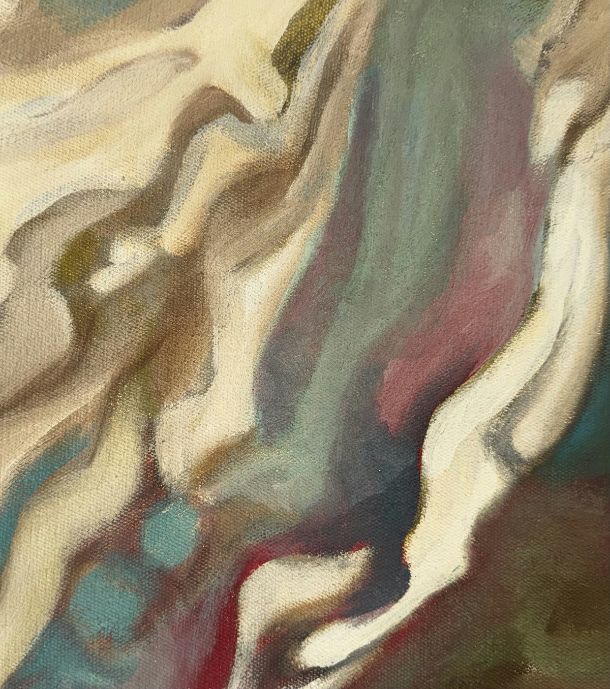 Original Mixed media 'Abstract Flowing Forms in Muted Tones' by Mohammad Bushnaq