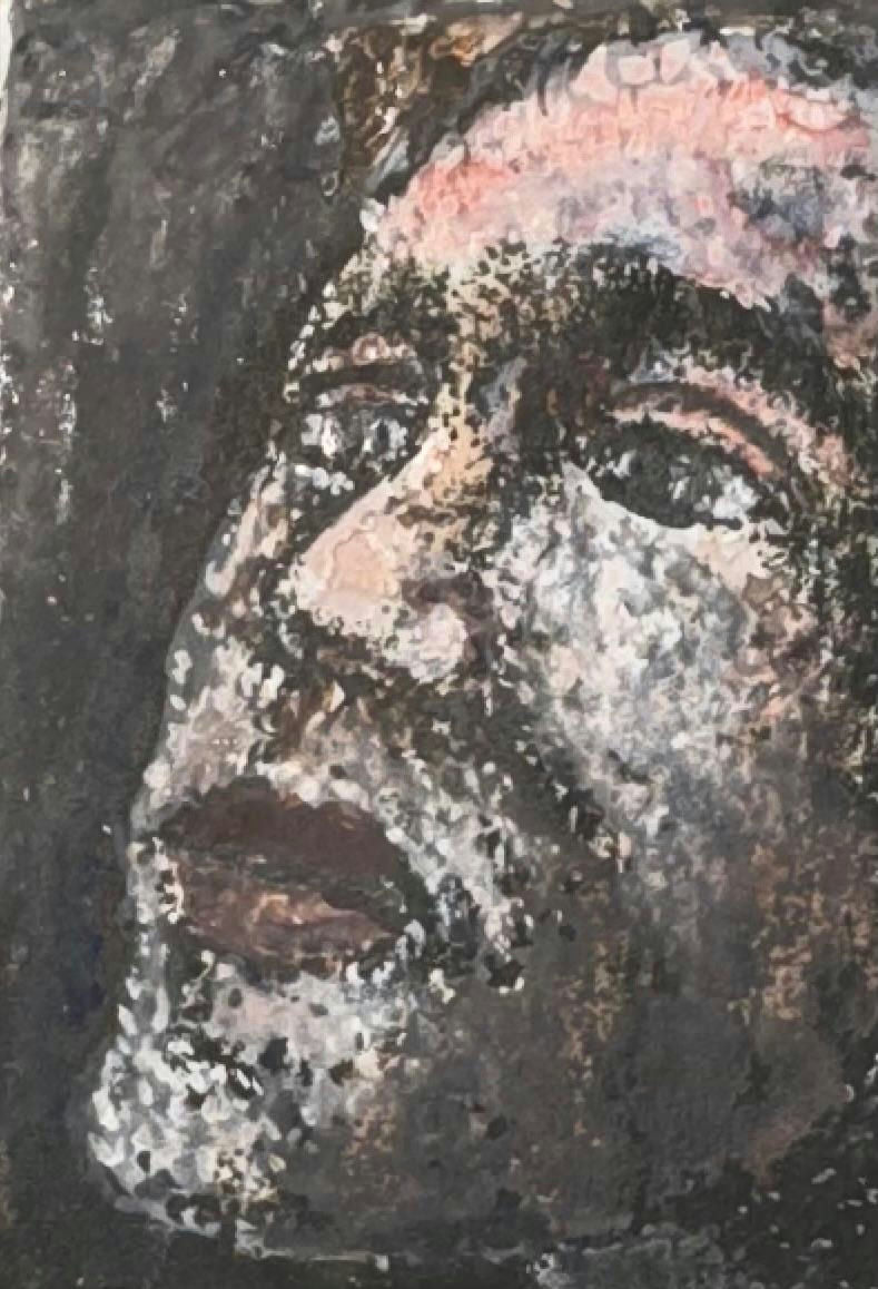Original Mixed media 'Close-Up Female Face Dark Background' by Mohammad Bushnaq