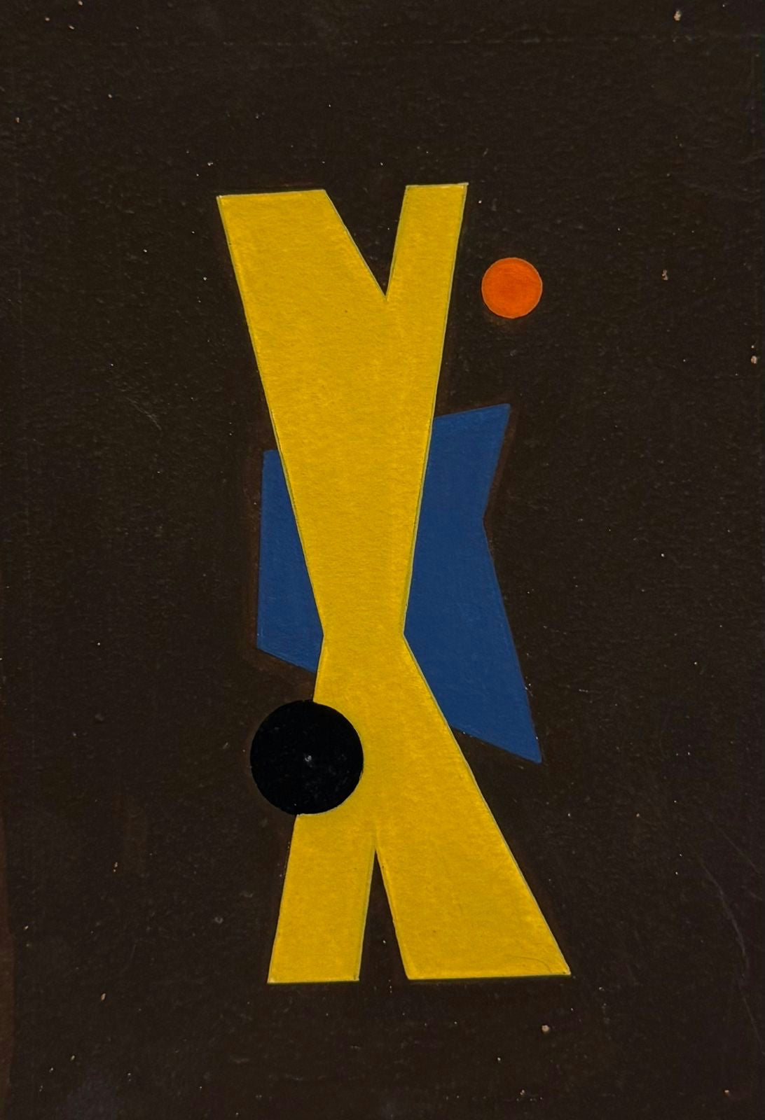Original Oil 'Yellow Cross Blue Shape Dark Background' by Mohammad Bushnaq