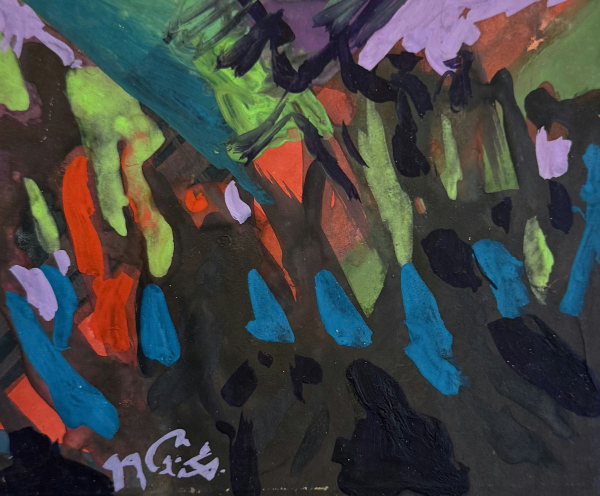 Original Mixed media 'Abstract Brushstrokes on Dark Ground' by Mohammad Bushnaq