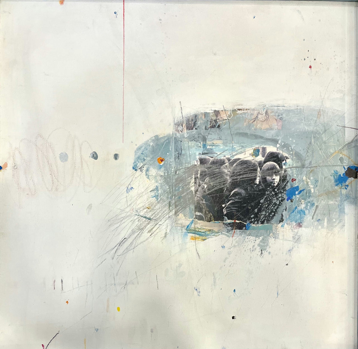 Original Mixed media 'Figures Collaged on White Ground' by Ali Rashid