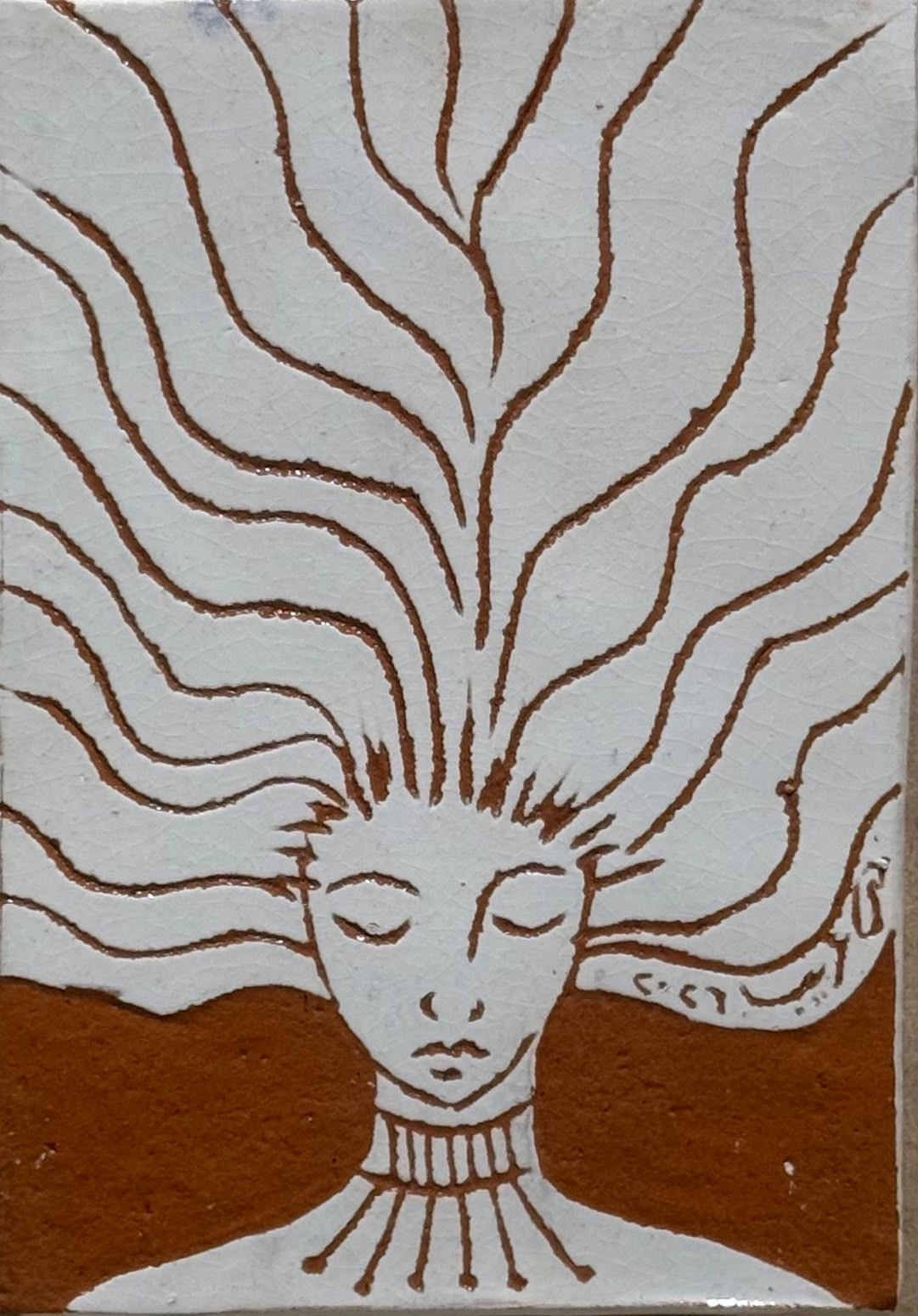 Original Sculptures & Ceramics 'Woman with Flowing Hair Ceramic' by Mona Ghraib