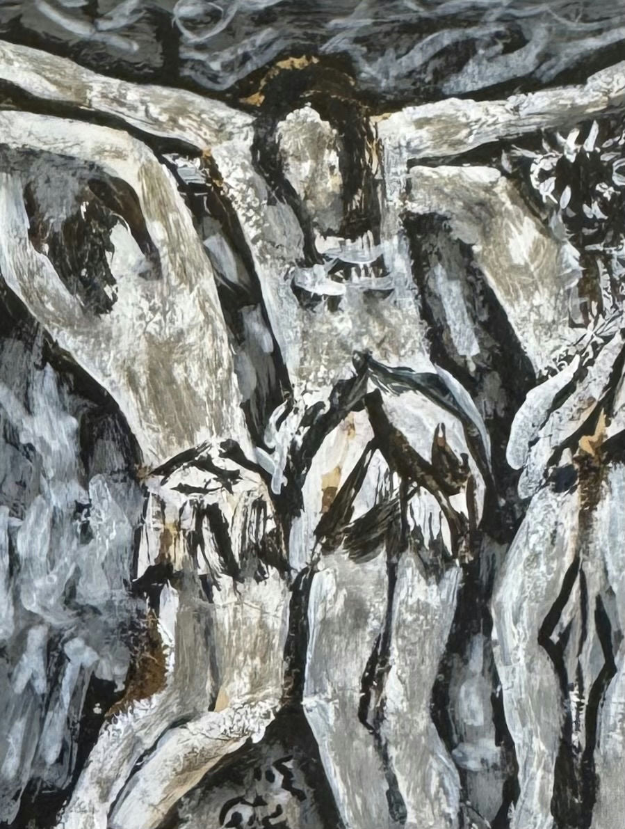 Original Mixed media 'Abstract Figures in Black and White' by Mohammad Bushnaq