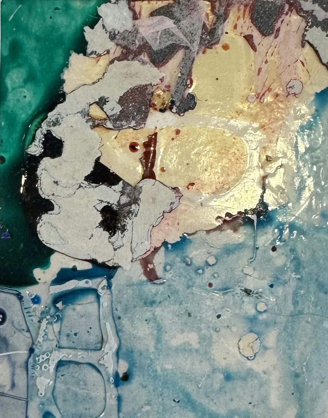 Original Acrylic 'Abstract Layers in Blue and Green' by Mohammad Bushnaq