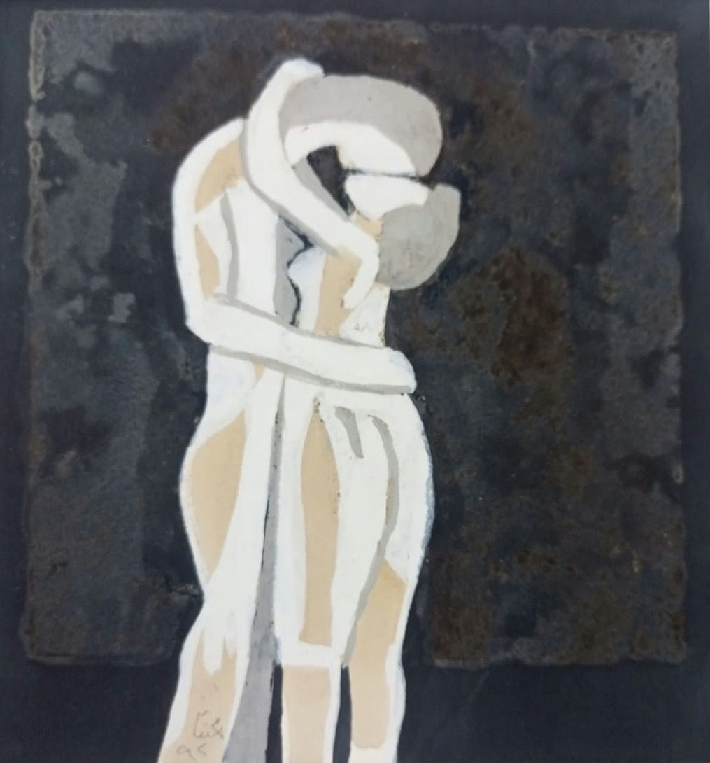 Original Watercolor 'Two Figures Embracing' by Mohammad Bushnaq