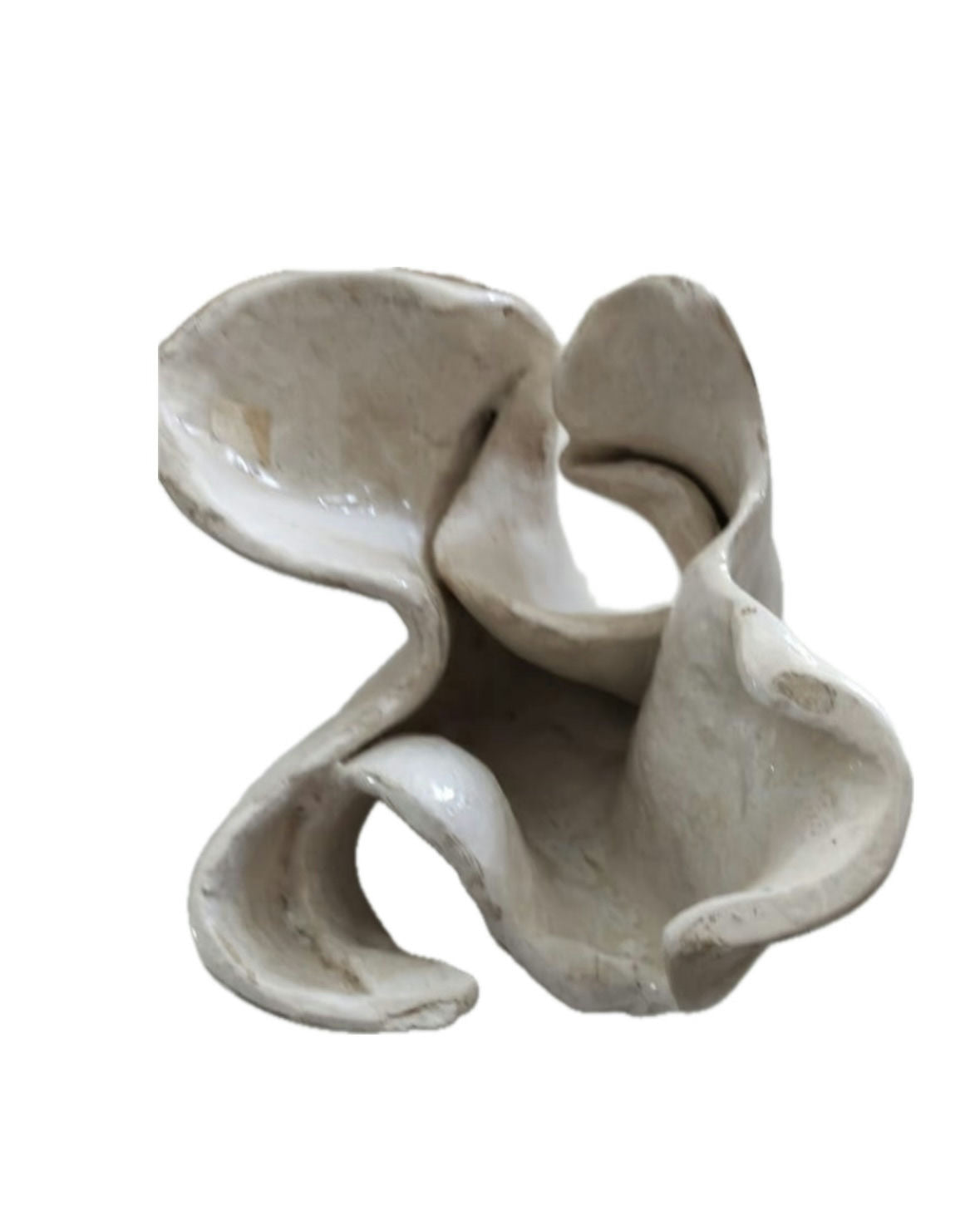 Original Sculptures & Ceramics 'Abstract White Ceramic Flowing Form' by Mohammad Bushnaq