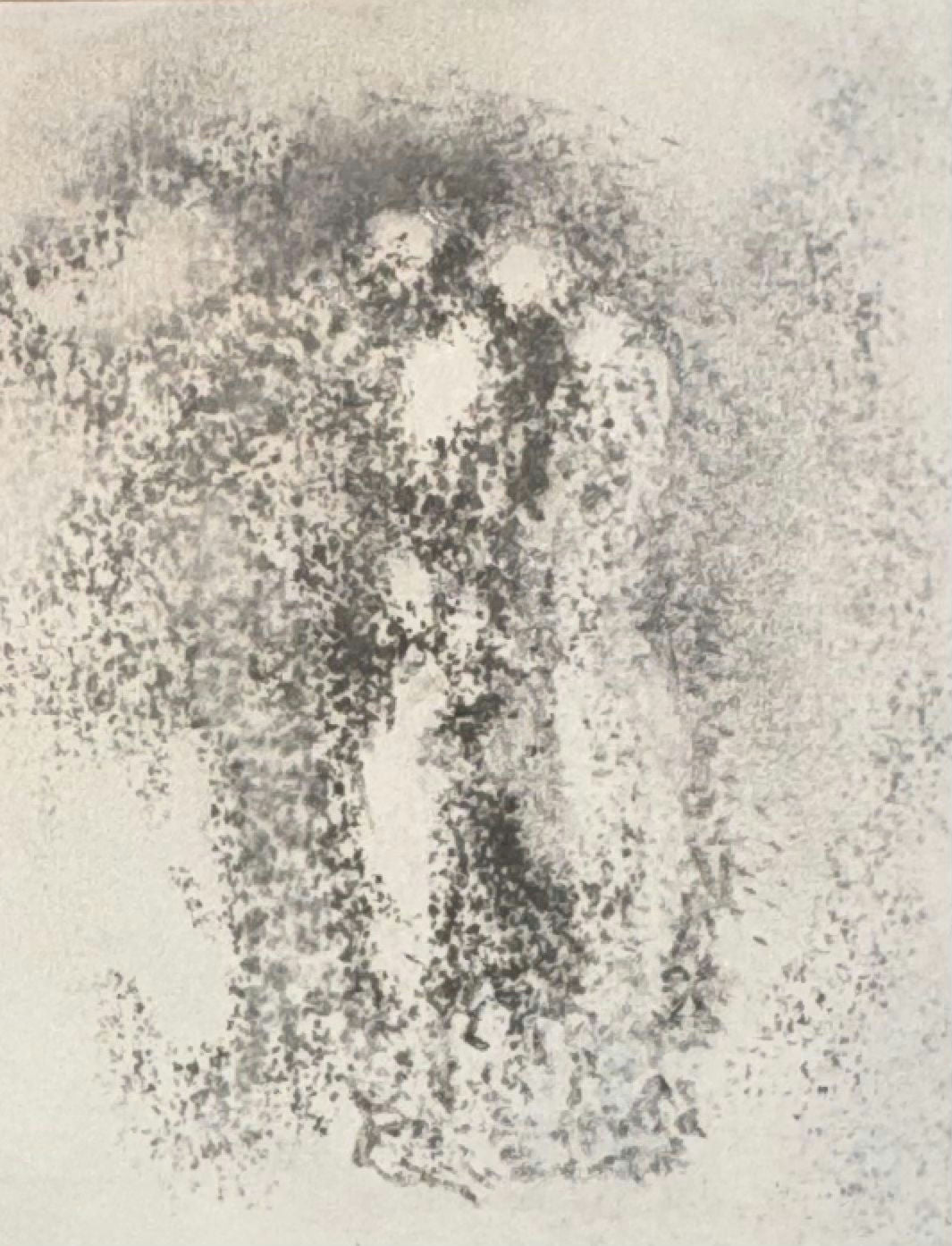 Original Mixed media 'Two Figures Standing Together' by Mohammad Bushnaq