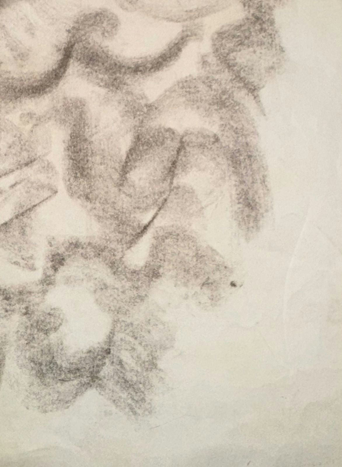 Original Mixed media 'Dark Abstract Forms on Paper' by Mohammad Bushnaq