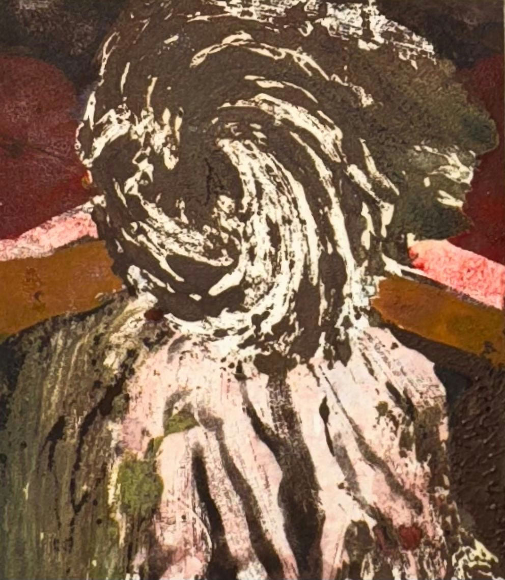 Original Mixed media 'Abstract Figure with Swirling Head' by Mohammad Bushnaq