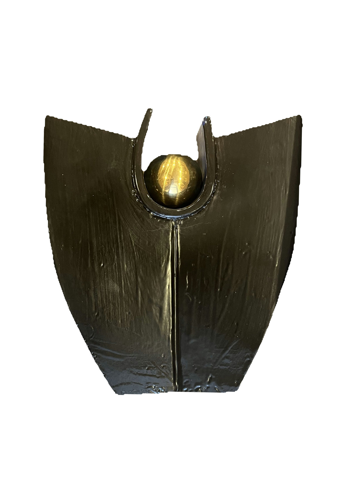 Original Sculptures & Ceramics 'Dark Ceramic Sculpture with Gold Sphere' by Tareq Ibrahim