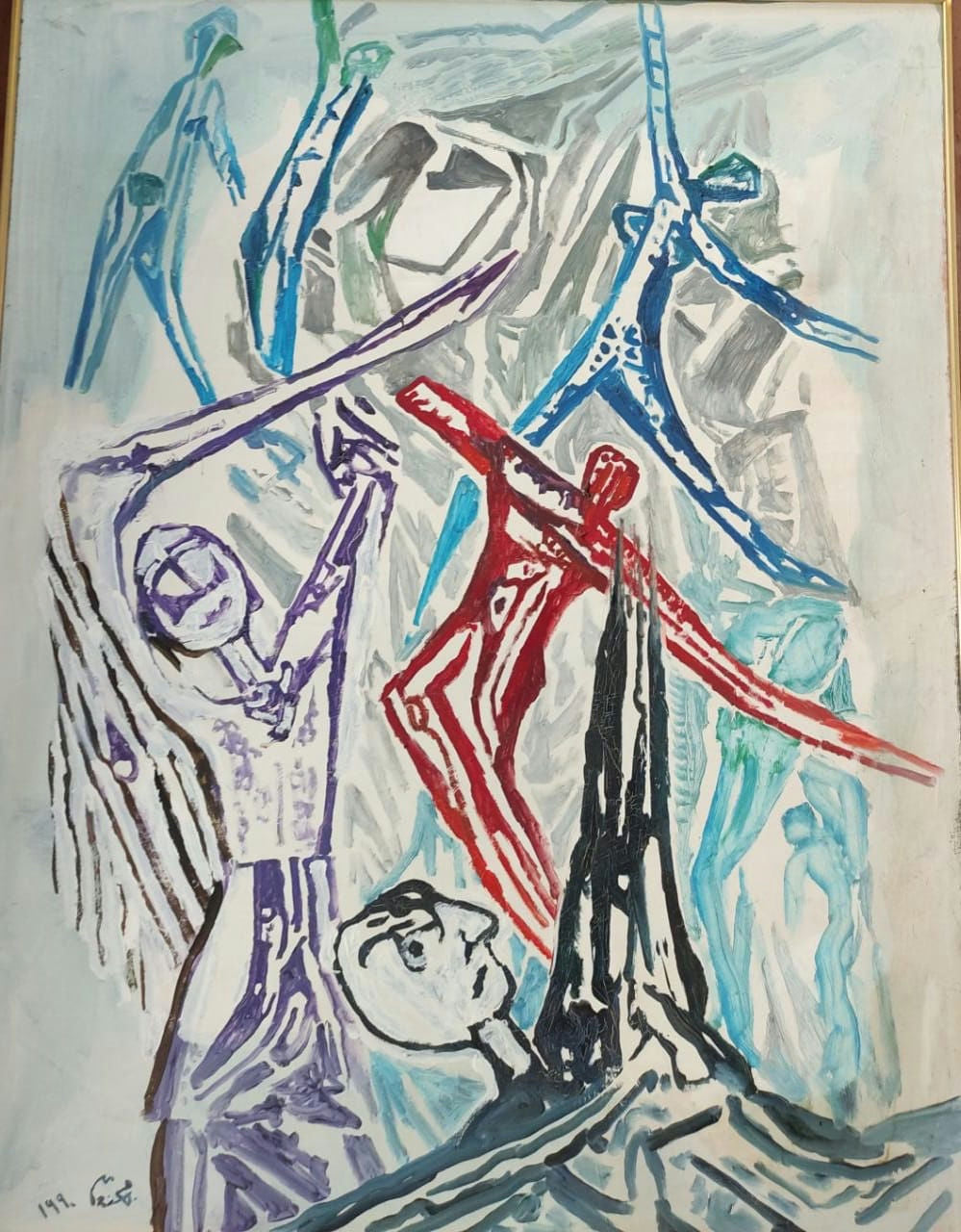 Original Acrylic 'Abstract Figures in Dynamic Motion' by Mohammad Bushnaq
