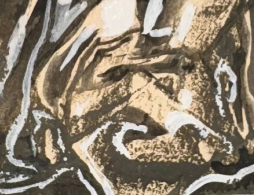 Original Mixed media 'Abstract Brown and White Forms' by Mohammad Bushnaq