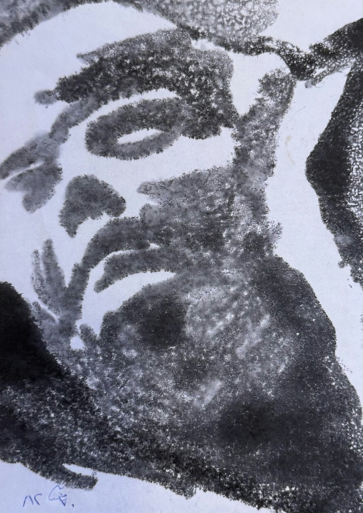 Original Mixed media 'Abstract Figure Face Looking Upward' by Mohammad Bushnaq