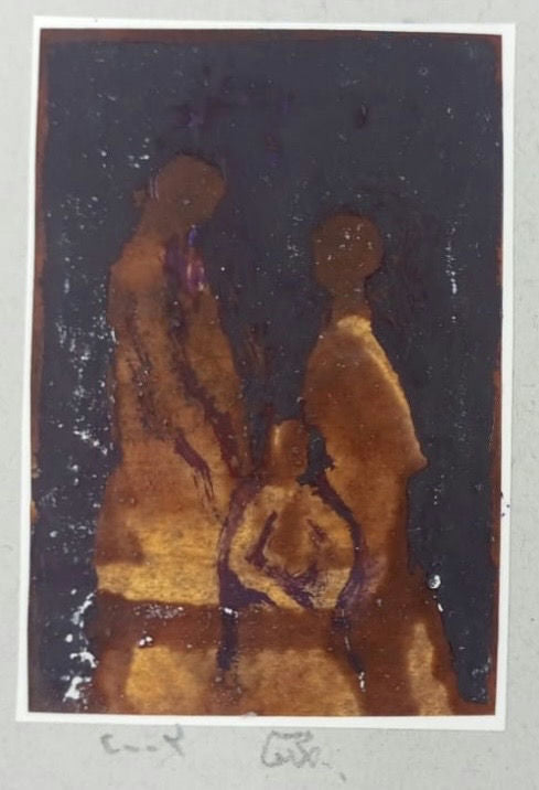 Original Oil 'Two Adults and a Child Figure' by Mohammad Bushnaq
