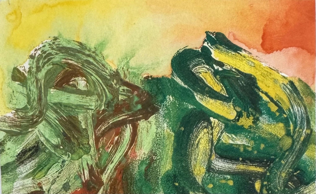 Original Mixed media 'Two Abstract Figures Facing Each Other' by Mohammad Bushnaq