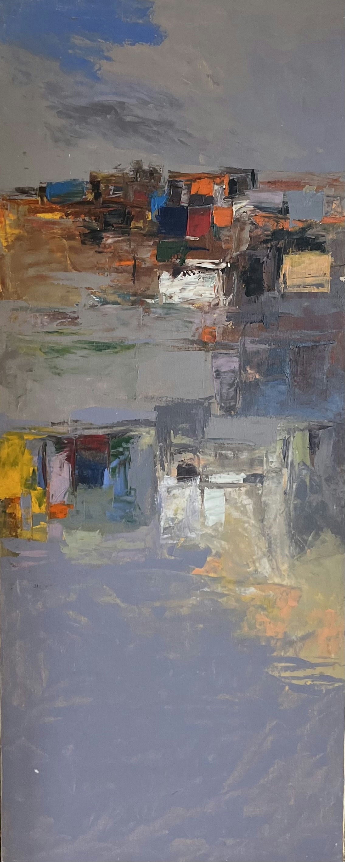 Original Acrylic 'Abstract Cityscape Reflected in Water' by Ghassan Abulaban