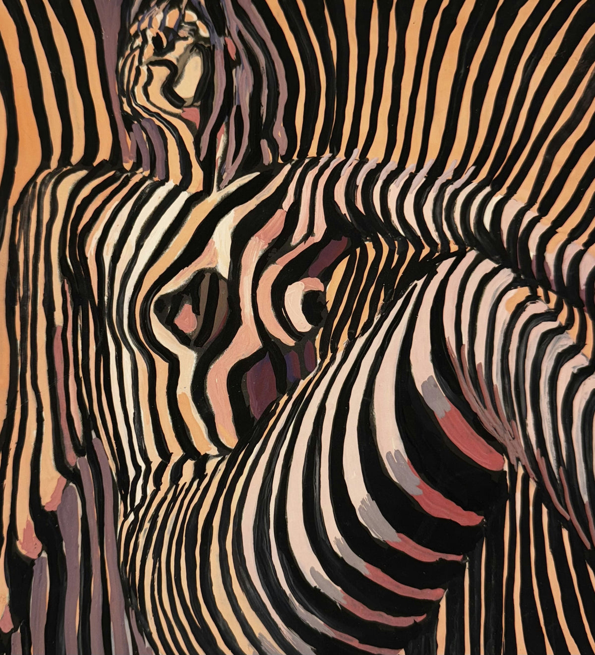 Original Mixed media 'Striped Female Figure Close Up' by Mohammad Bushnaq