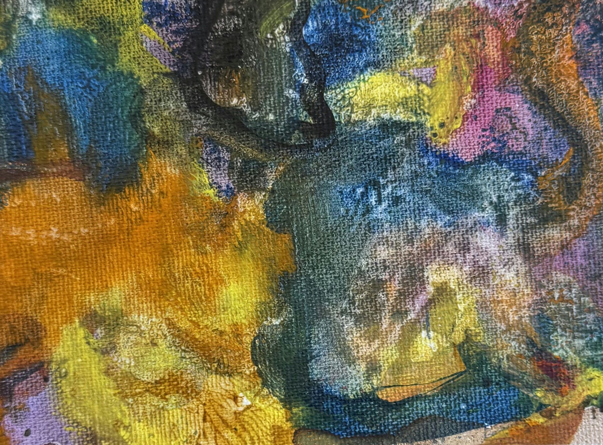 Original Mixed media 'Abstract Burst of Colour on Paper' by Mohammad Bushnaq