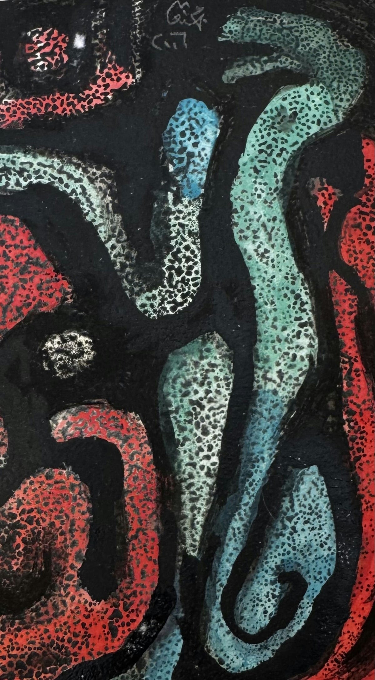 Original Mixed media 'Dark Abstract Organic Forms' by Mohammad Bushnaq
