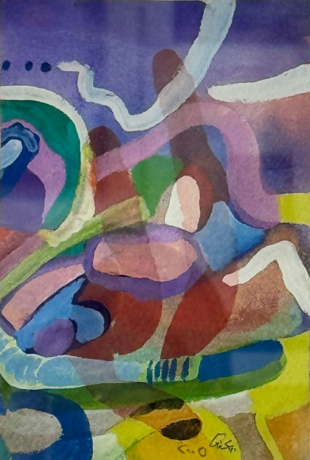 Original Watercolor 'Colorful Abstract Flowing Shapes' by Mohammad Bushnaq