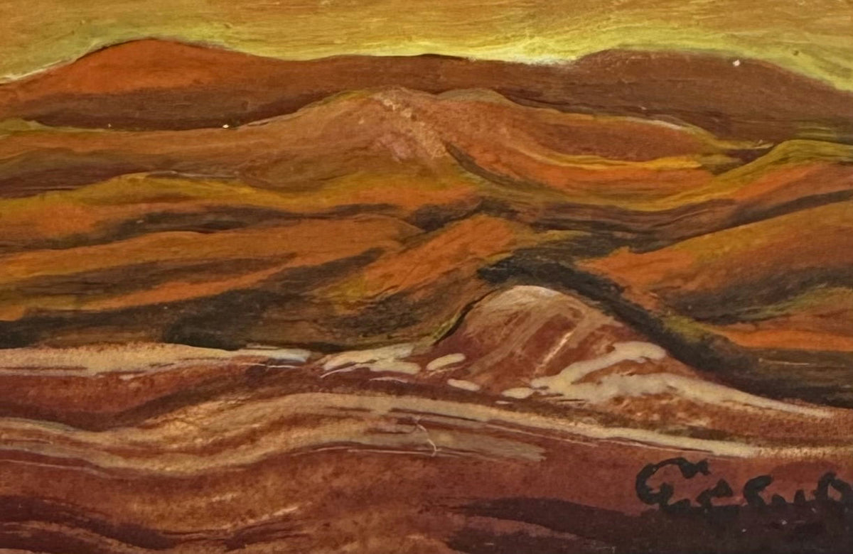 Original Mixed media 'Layered Desert Hills at Dusk' by Mohammad Bushnaq