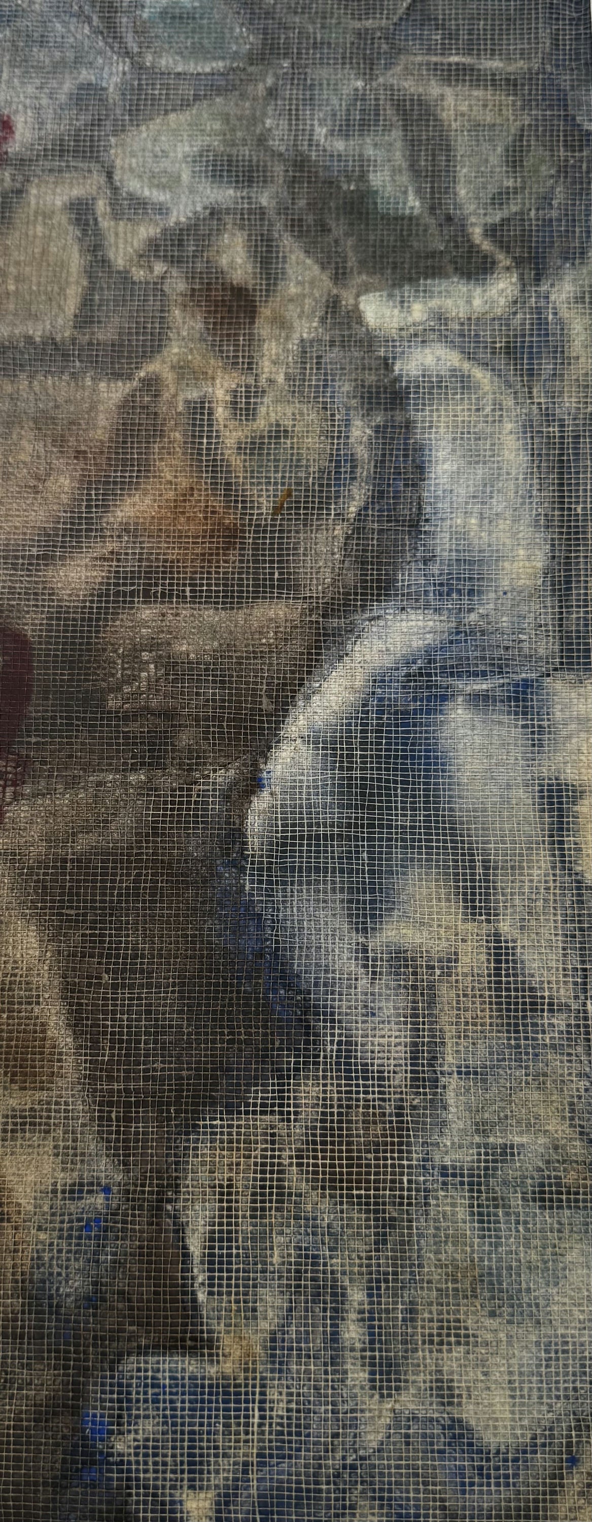 Original Mixed media 'Figures Behind Wire Mesh Grid' by Mohammad Bushnaq