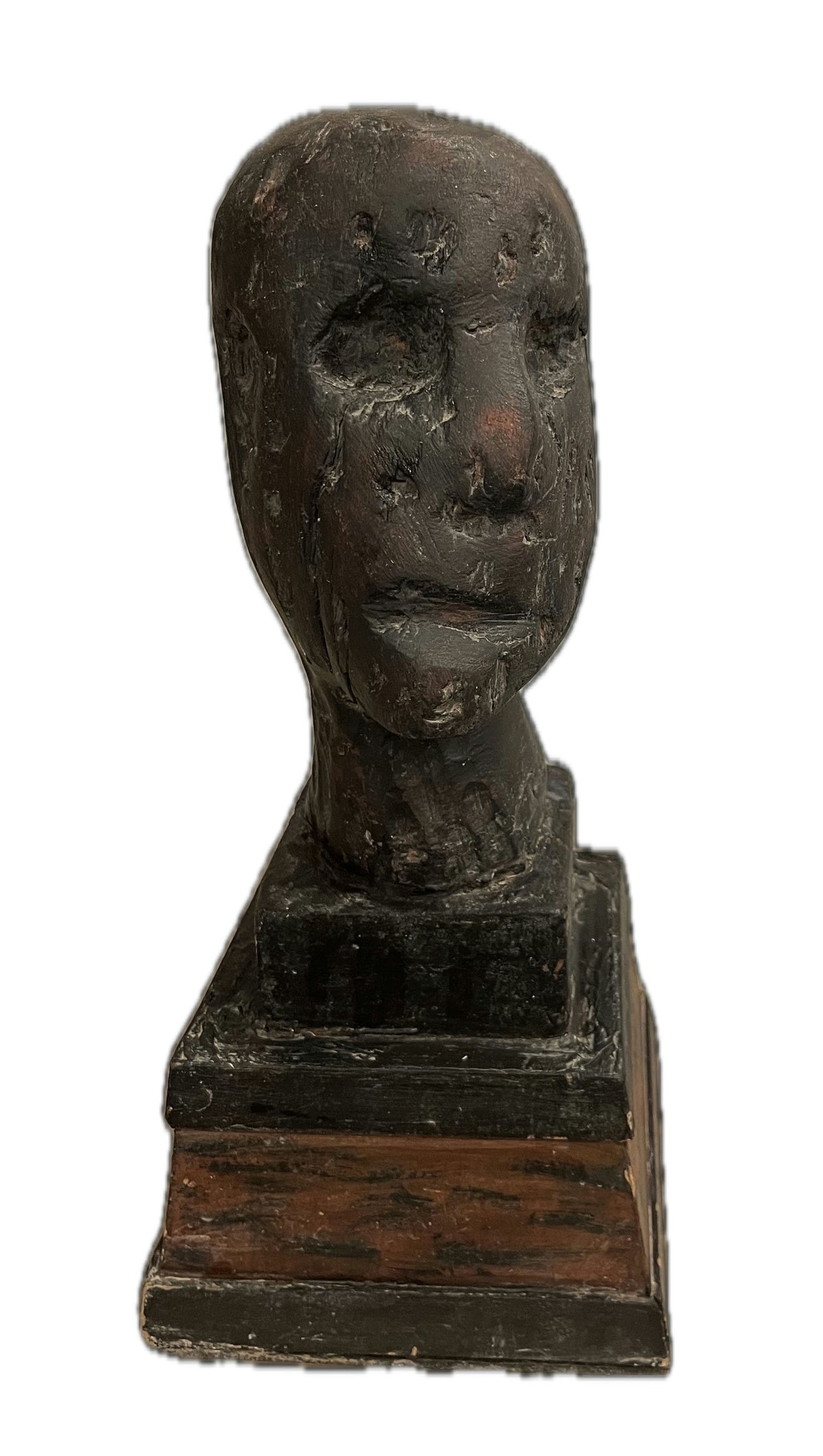 Original Sculptures & Ceramics 'Dark Textured Human Head Bust' by Mohammad Bushnaq