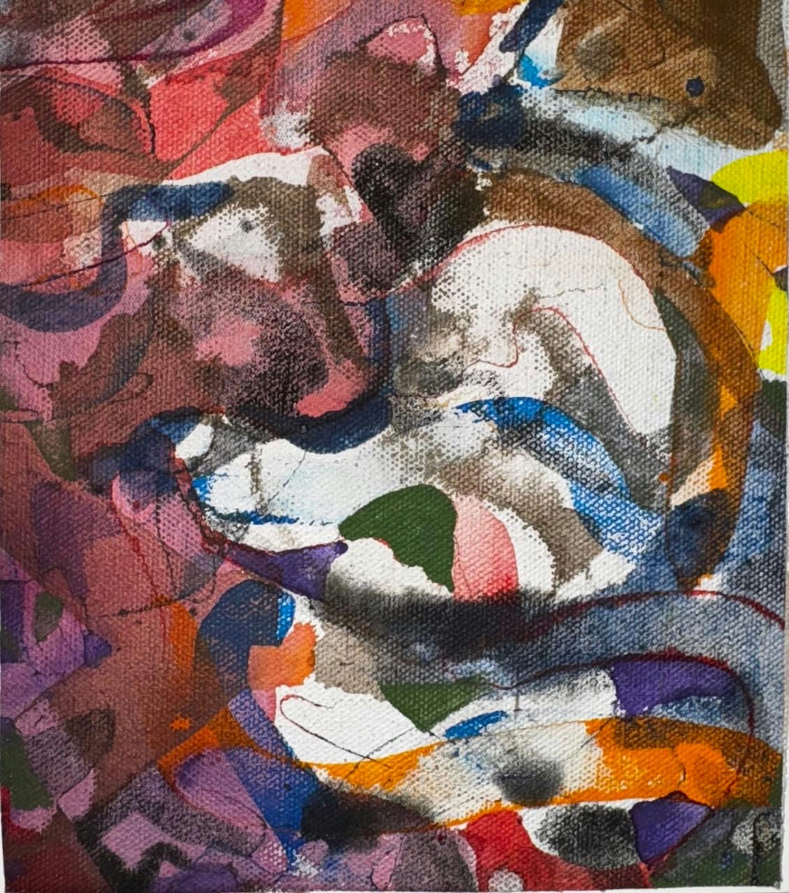 Original Mixed media 'Vivid Abstract Mixed Media Composition' by Mohammad Bushnaq
