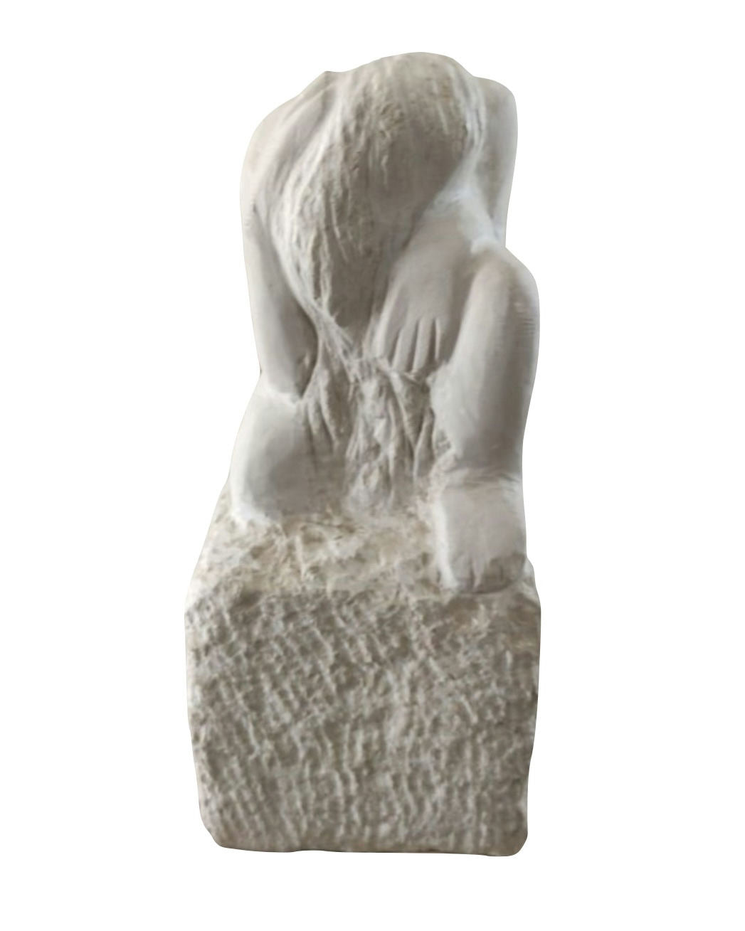 Original Sculptures & Ceramics 'Seated Figure Bowing Forward Stone Sculpture' by Mohammad Bushnaq