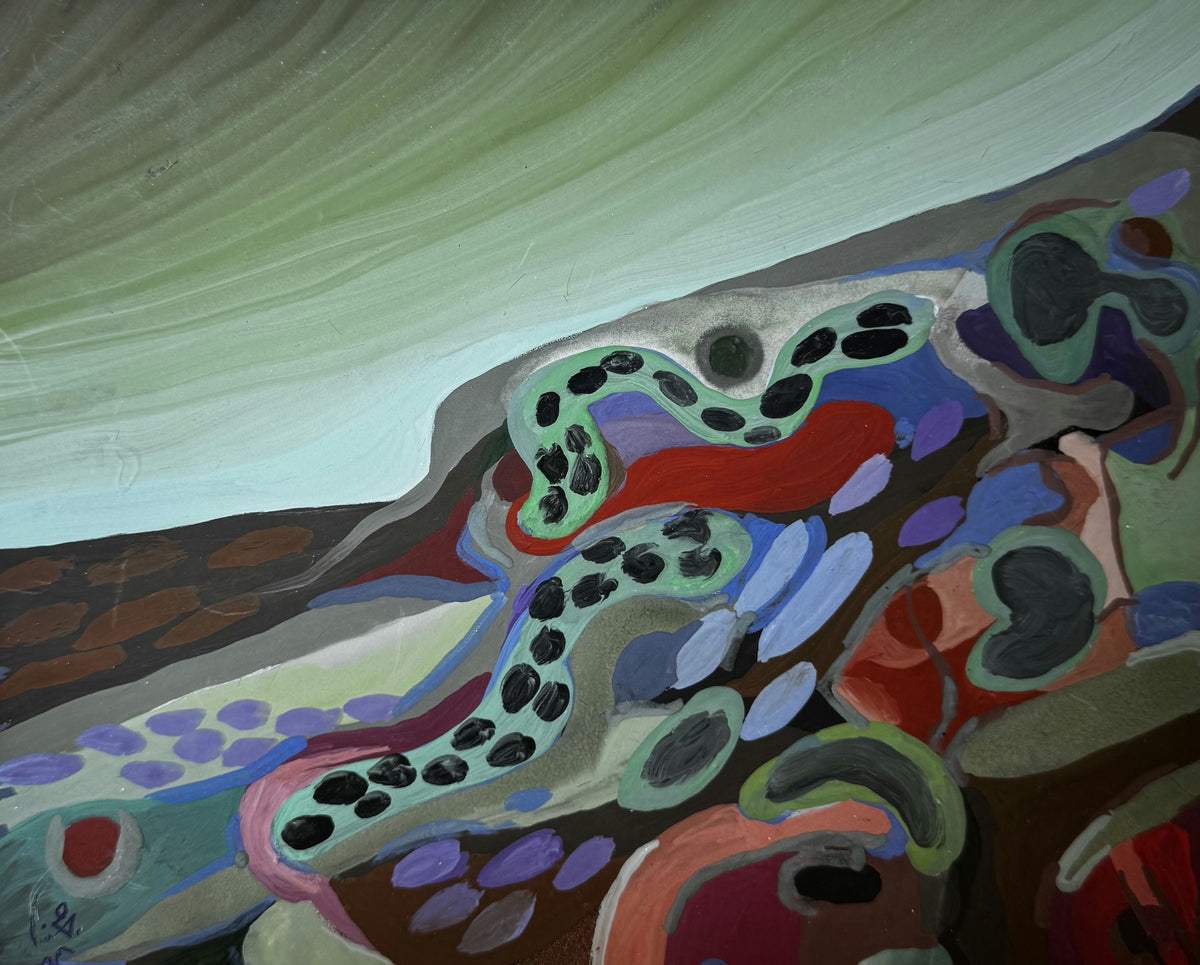 Original Mixed media 'Abstract Organic Forms with Dark Spots' by Mohammad Bushnaq