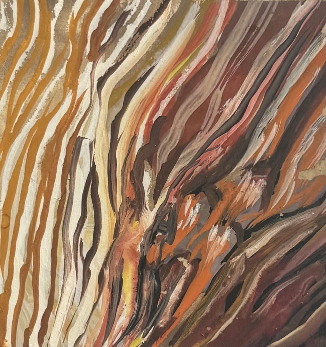 Original Mixed media 'Flowing Earth Tones Abstract Composition' by Mohammad Bushnaq