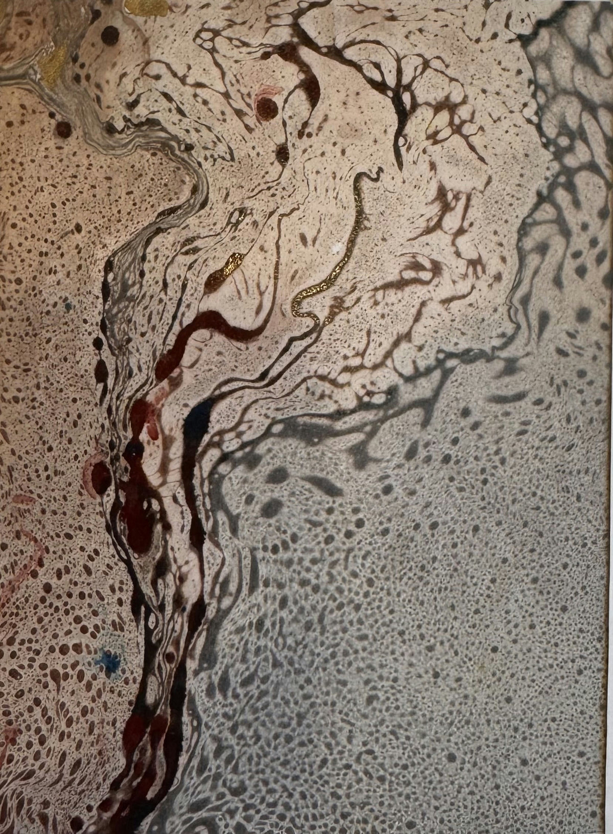 Original Mixed media 'Abstract Tree Forms on Textured Ground' by Mohammad Bushnaq