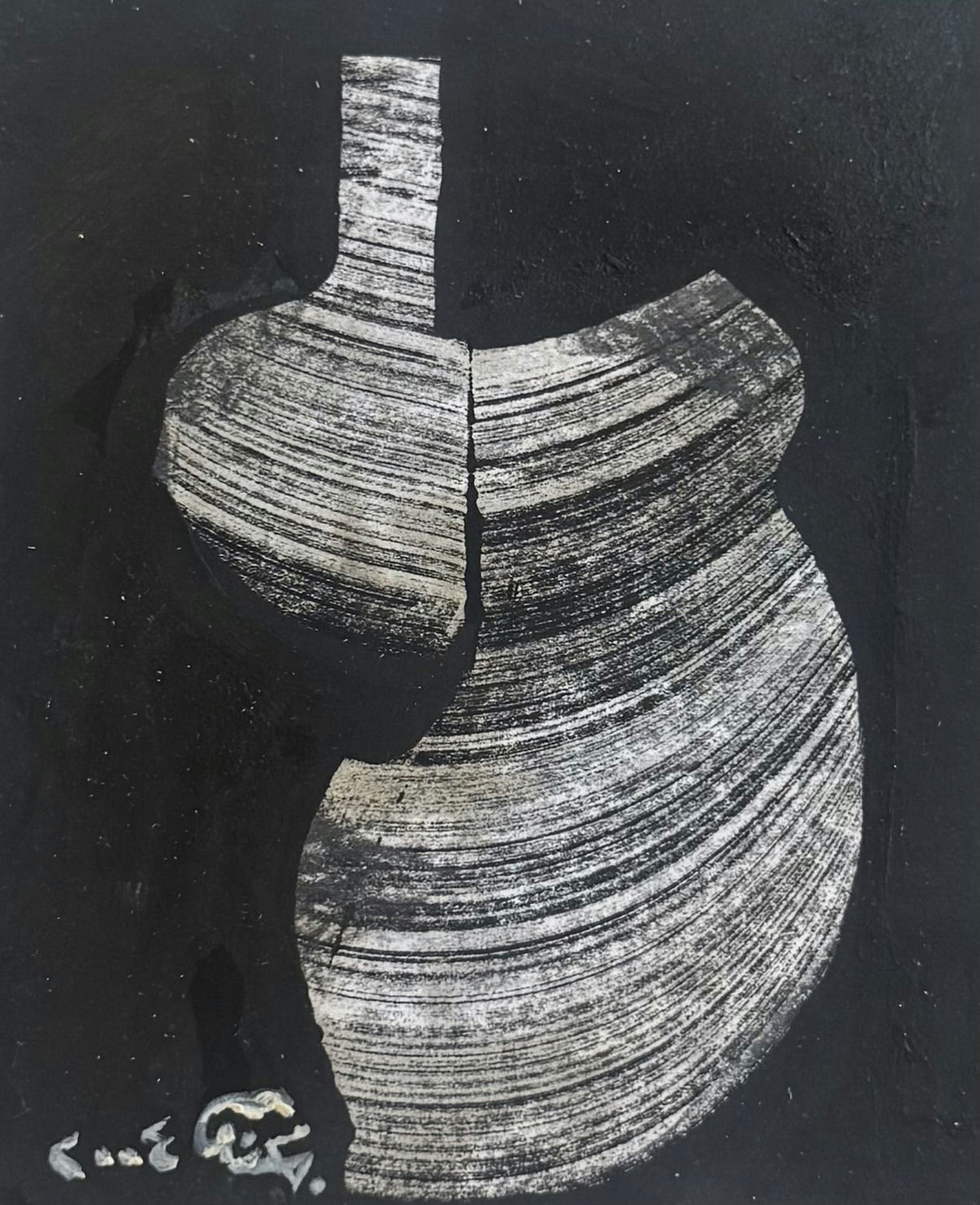 Original Mixed media 'Abstract Figure on Dark Background' by Mohammad Bushnaq