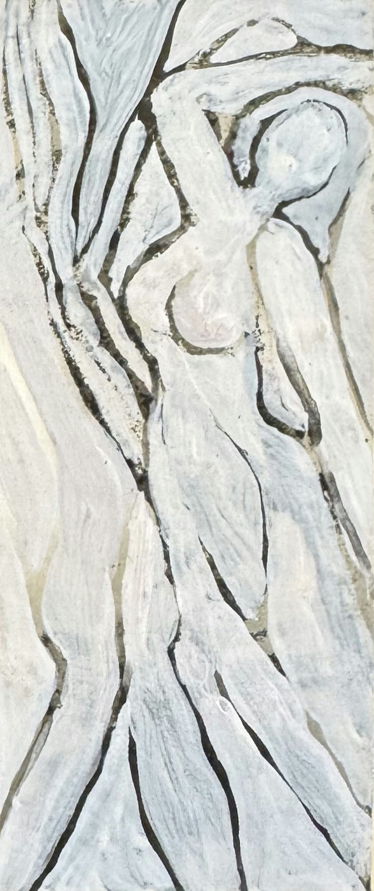 Original Mixed media 'Nude Female Figure Among Flowing Lines' by Mohammad Bushnaq