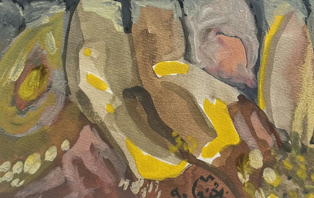 Original Mixed media 'Abstract Forms in Earth Tones' by Mohammad Bushnaq