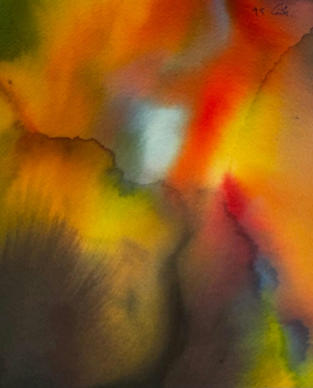 Original Mixed media 'Abstract Warm Colour Wash' by Mohammad Bushnaq