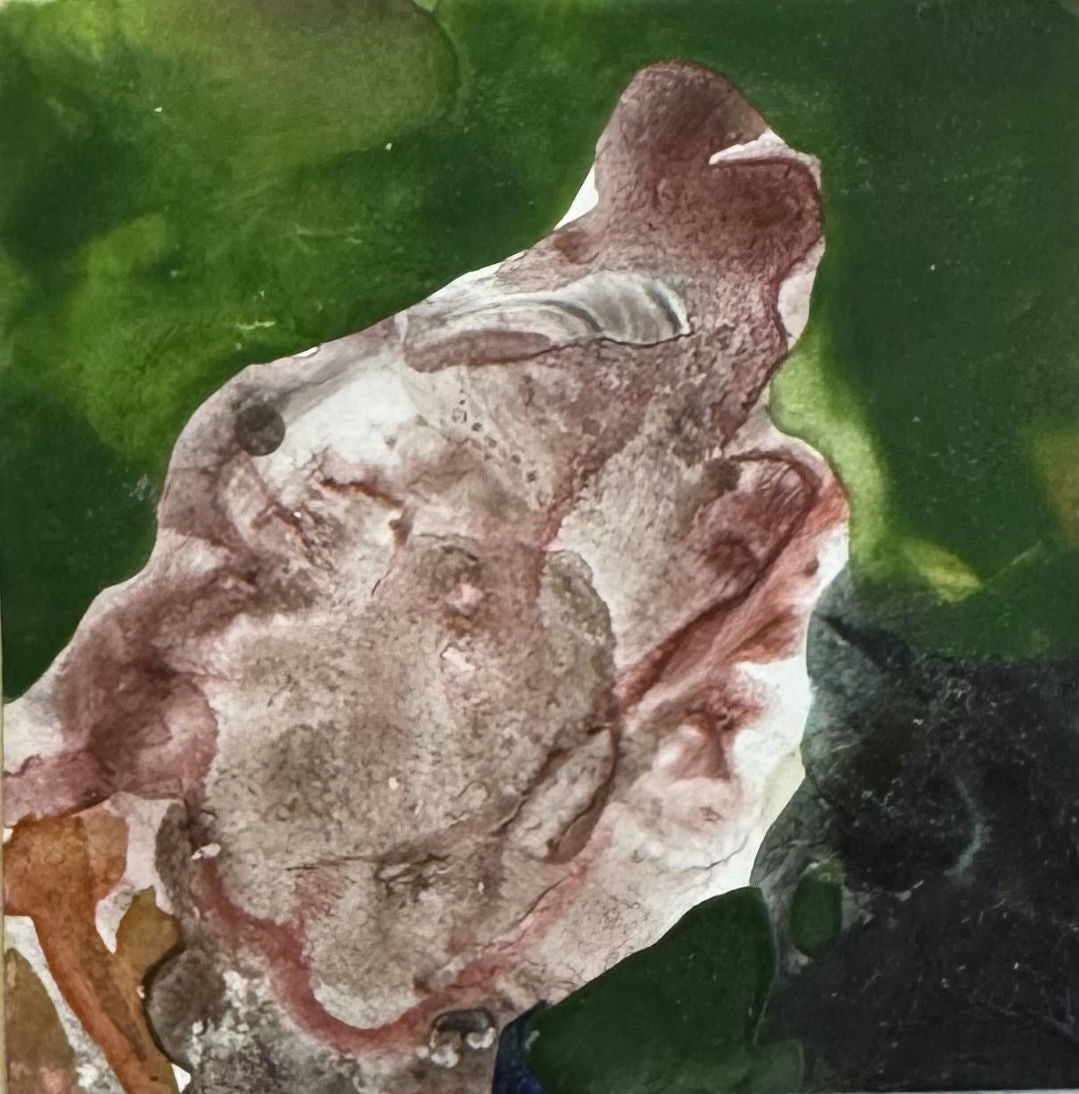 Original Mixed media 'Animal Head on Green Background' by Mohammad Bushnaq