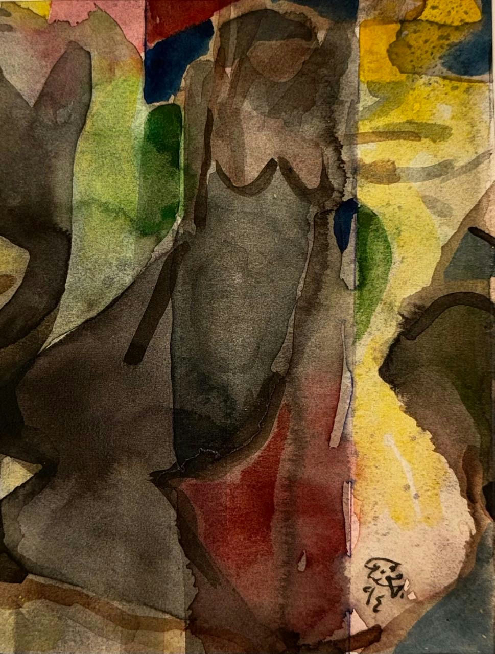 Original Mixed media 'Abstract Female Figure in Color' by Mohammad Bushnaq
