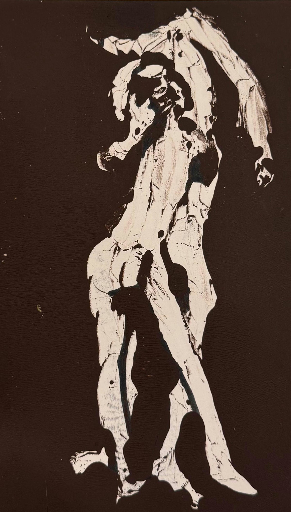 Original Watercolor 'Standing Figure in Black and White' by Mohammad Bushnaq
