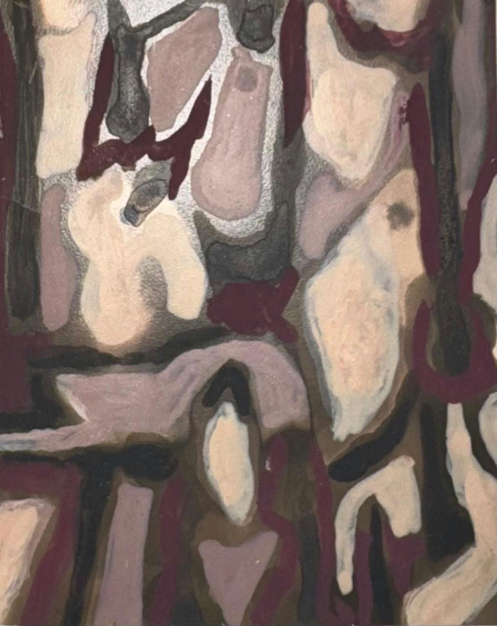 Original Mixed media 'Abstract Shapes in Muted Tones' by Mohammad Bushnaq