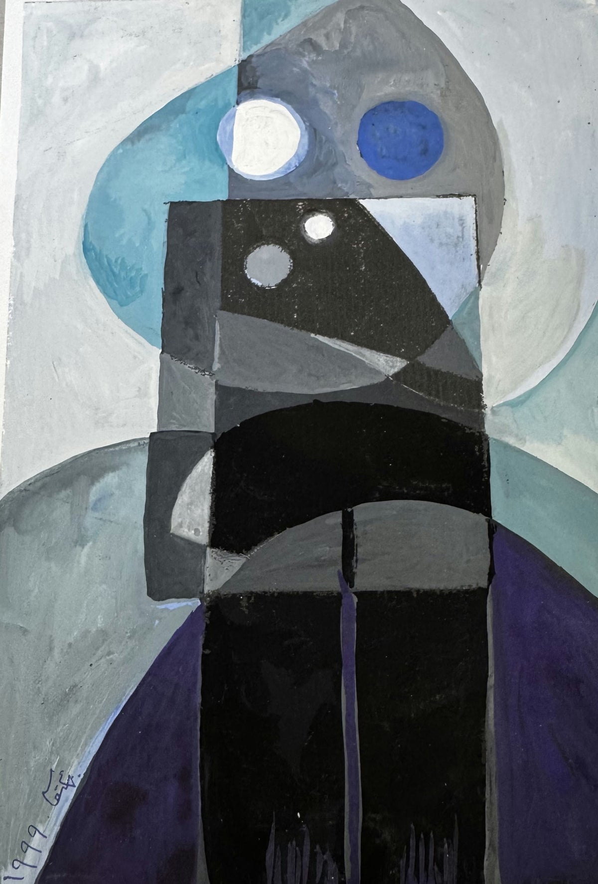 Original Mixed media 'Abstract Cubist Human Figure' by Mohammad Bushnaq